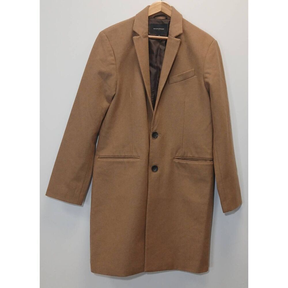 Banana republic womens medium camel brown wool coat long jacket tan
